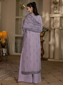 Laila – Lavender Grey Embroidered Chiffon 3 Piece Suit | Formal Wear