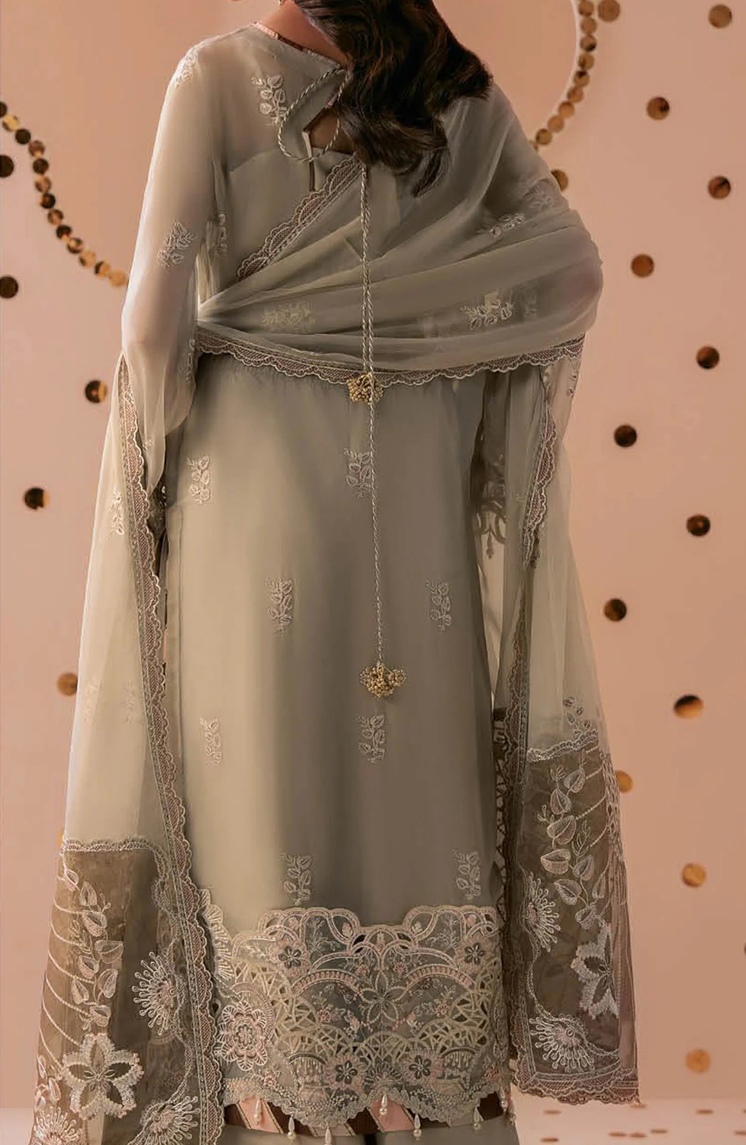 Dastak by Ramsha Premium Embroidered Chiffon Unstitched 3 Piece Suit - Q-307