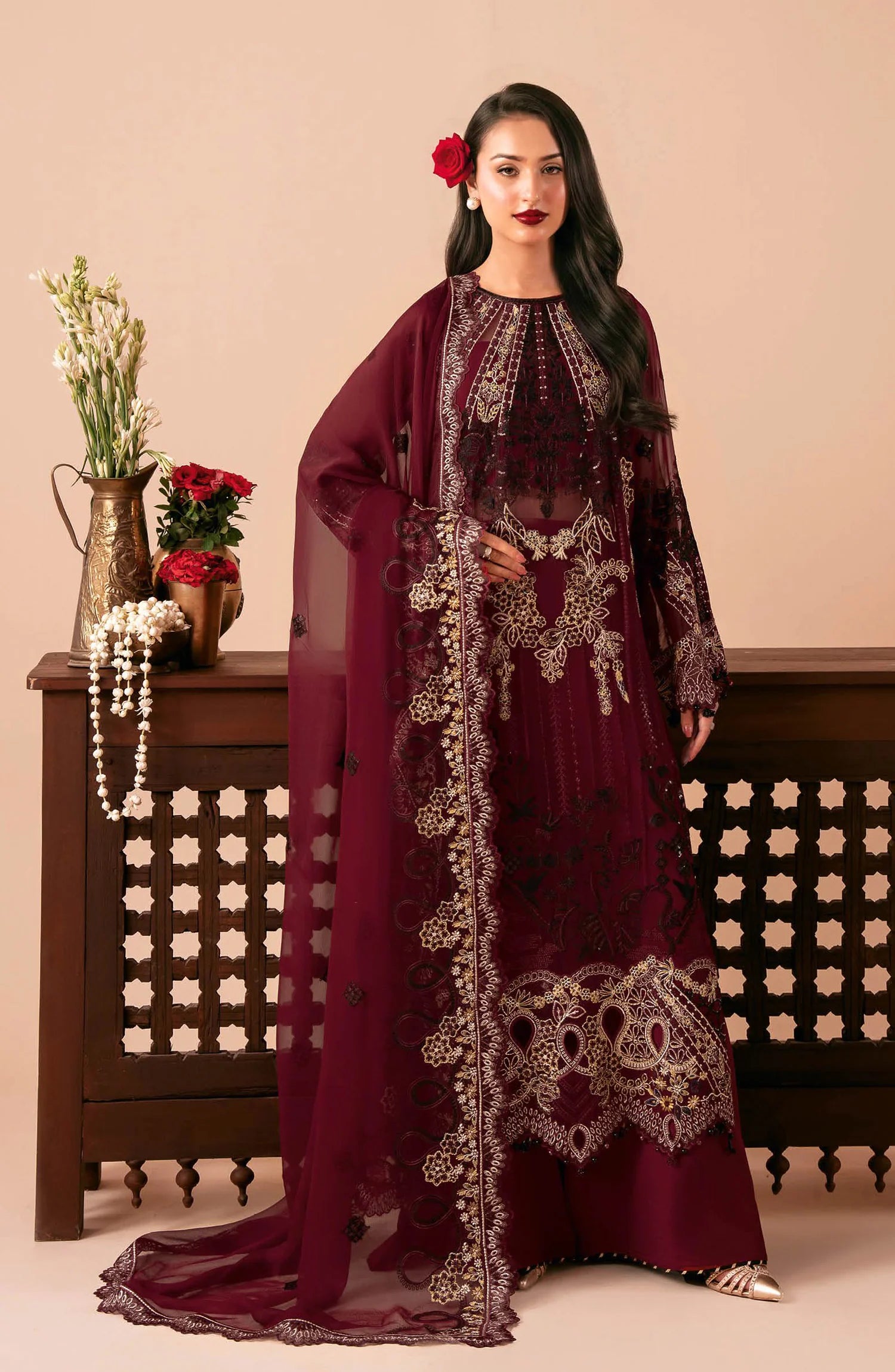 Dastak by Ramsha - Q-303 - Maroon - Festive Collection