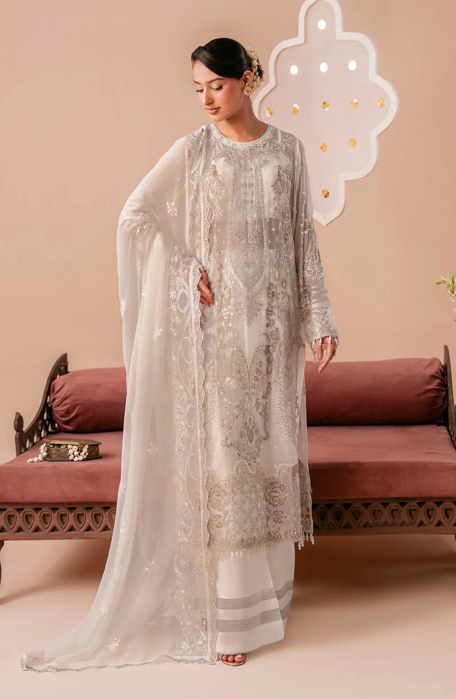 Dastak by Ramsha Premium - Q-302 - RM26DTK - White - Festive Collection