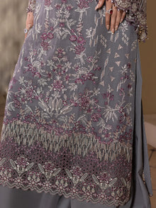 Kuch Khas By Flossie Chandani At Premium Chiffon 3pc Unstitched Suit - KKFCAK - D-09 - Grey