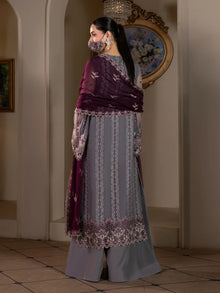 Kuch Khas By Flossie Chandani At Premium Chiffon 3pc Unstitched Suit - KKFCAK - D-09 - Grey