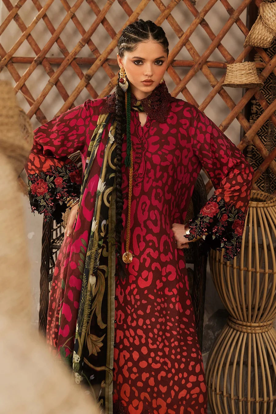 MPrints Embroidered Linen Unstitched 3Pc Suit MPT-3101-A