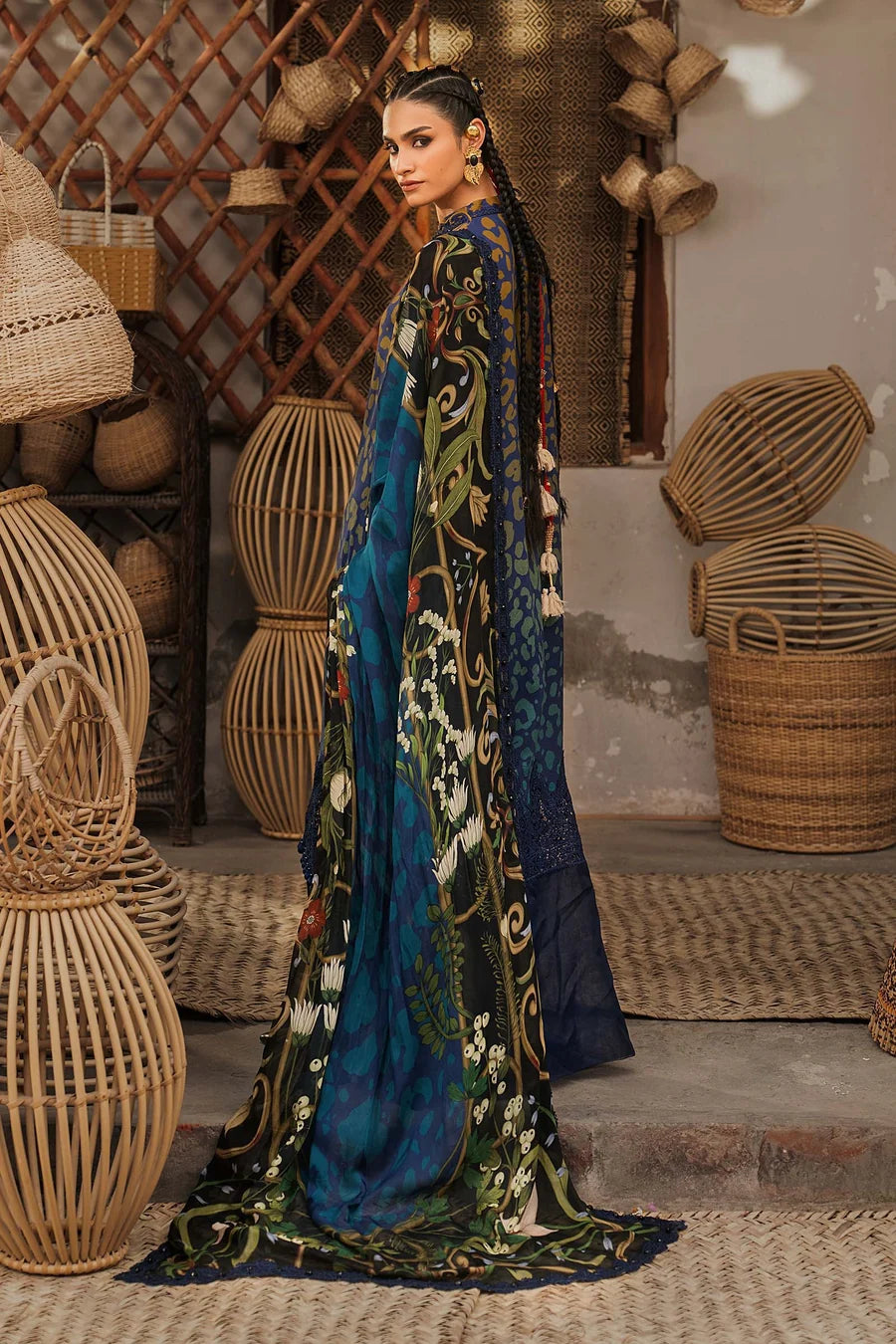 Maria B MPrints Embroidered Linen Unstitched 3Pc Suit MPT-3101-B