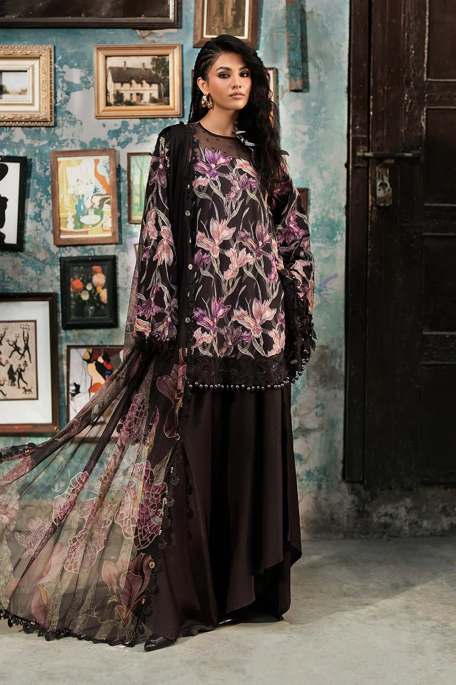 Maria B MPrints Embroidered Cambric Unstitched 3Pc Suit MPT-3104-B