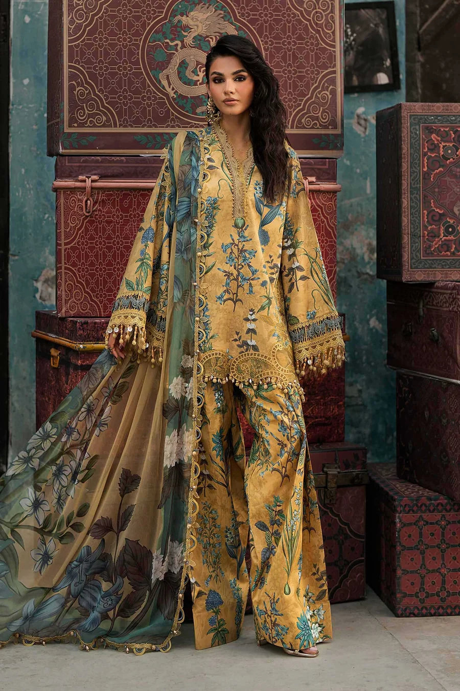 Maria B MPrints Embroidered Cambric Unstitched 3Pc Suit MPT-3106-A