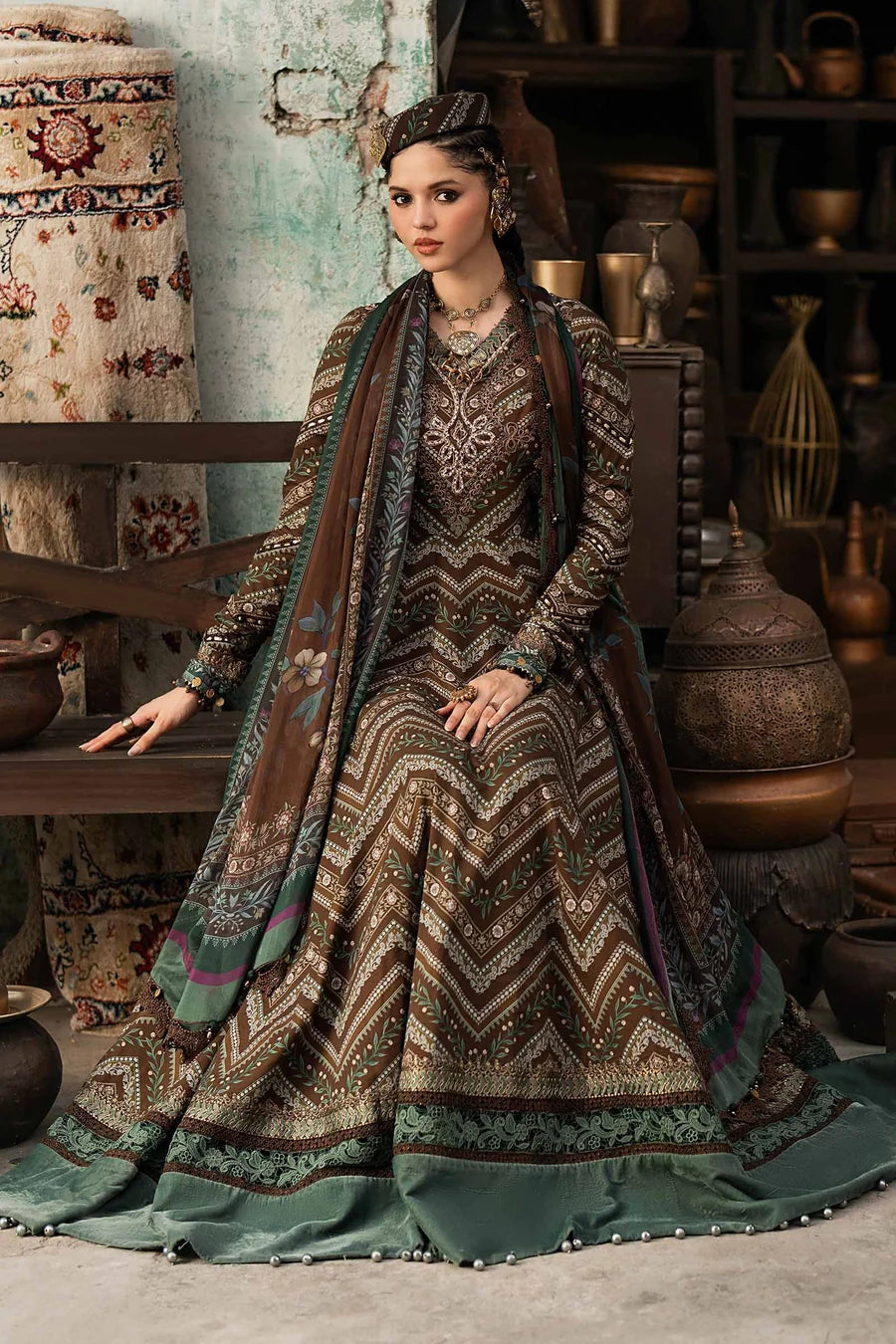 M.Prints Embroidered Cambric Unstitched 3Pc Suit MPT-3107-A