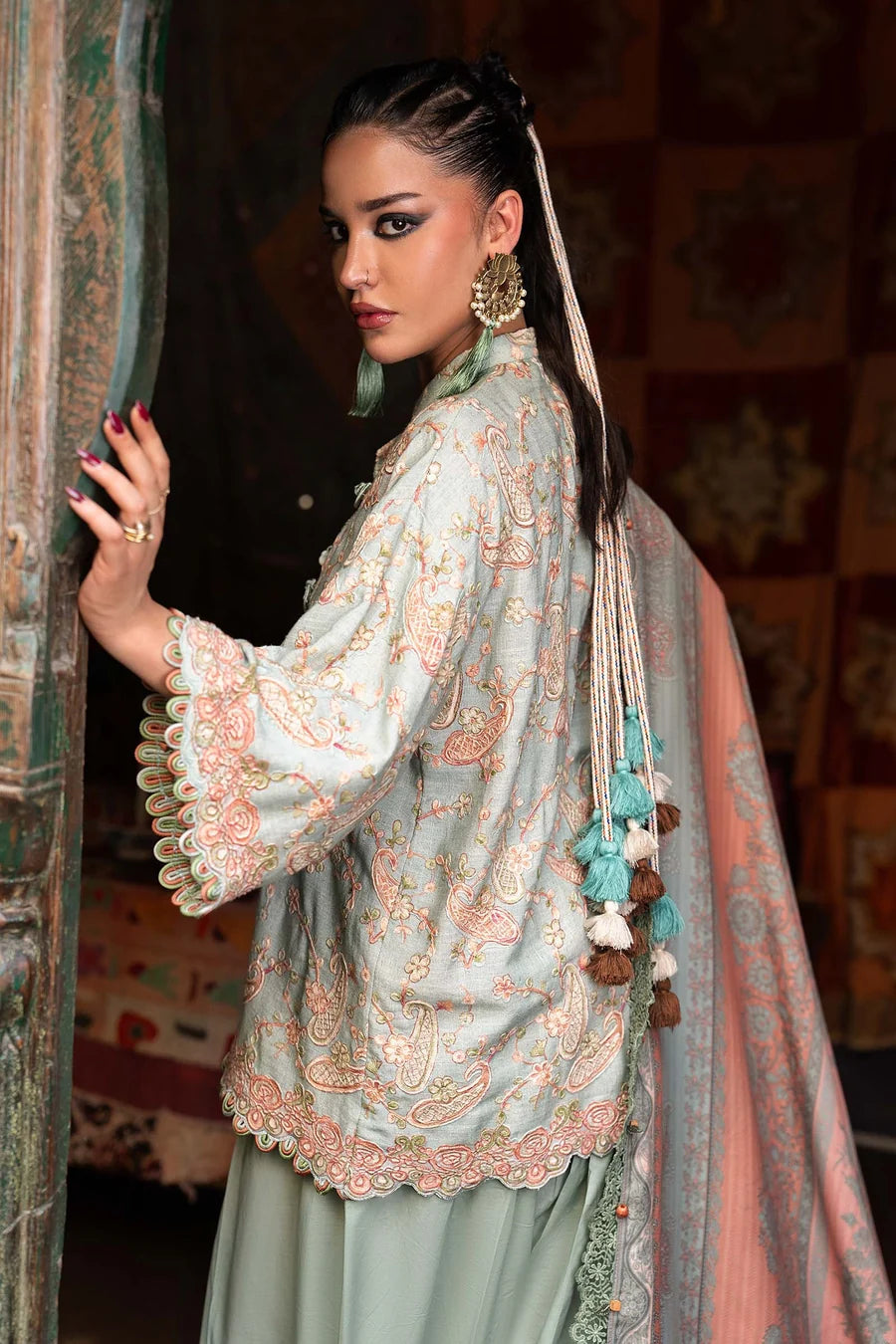 Maria B MPrints Embroidered Linen Unstitched 3Pc Suit MPT-3108-B