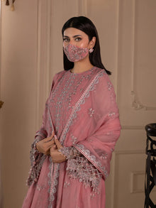 Rosavyn – Dusty Pink Embroidered Chiffon 3 Piece Suit | Formal Wear
