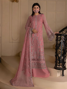 Rosavyn – Dusty Pink Embroidered Chiffon 3 Piece Suit | Formal Wear